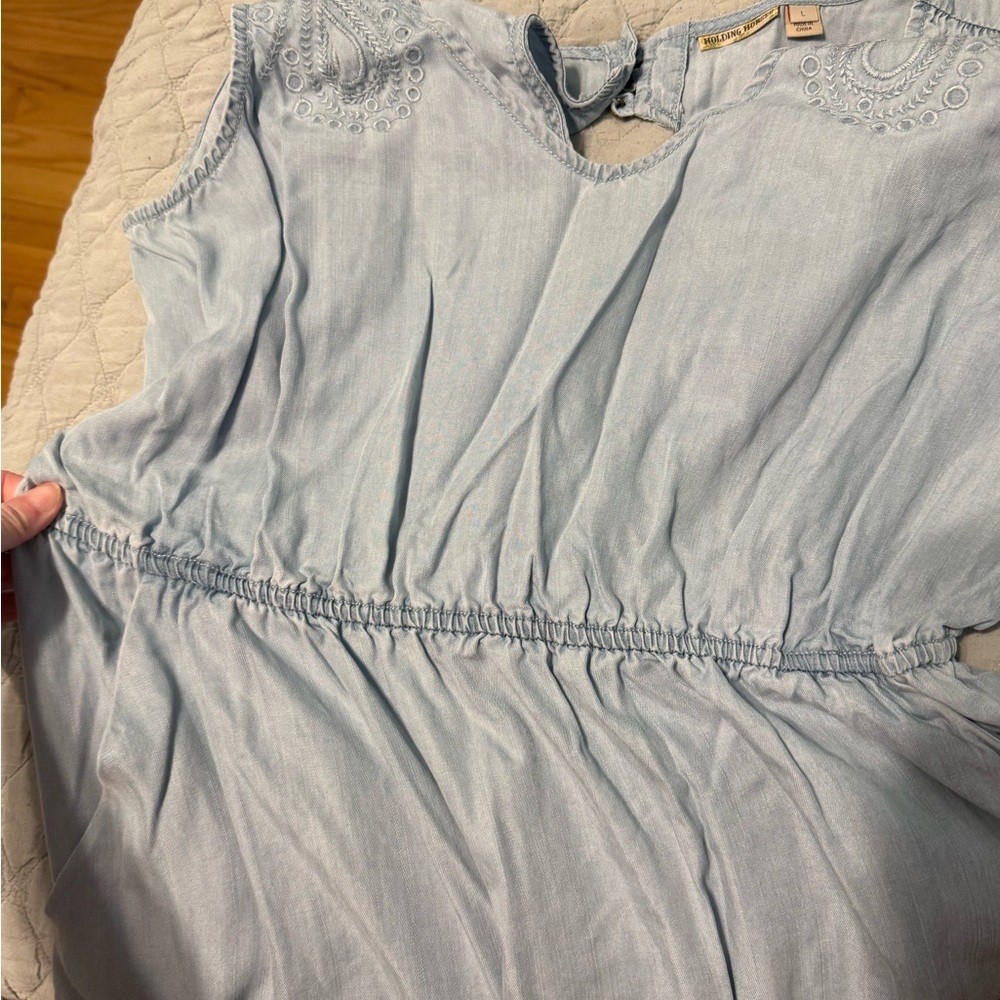 Anthropologie Holding Horses Eyelet Hem Sleeveless Dress Boho Summer Mini - Picture 12 of 16